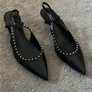 Michael Kors Black Slingback Heels with Studs